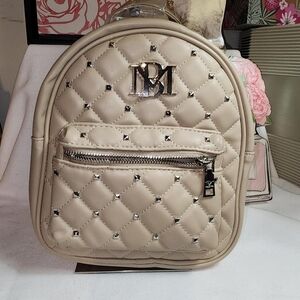 Badgley Mischka Beige Quilted Backpack